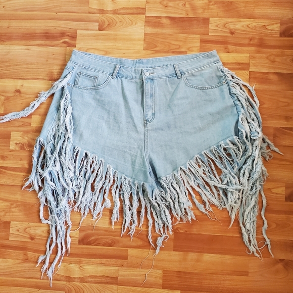 Pants - ⚡️Fun Festival Fringed Plussize Denim Shorts